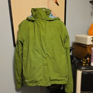 Vintage Y2K L.L. Bean Ski Jacket Green Blue Fleece Liner Women's Medium